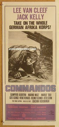 p239 COMMANDOS Australian daybill movie poster '72 Lee Van Cleef, Kelly