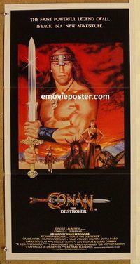 p241 CONAN THE DESTROYER Australian daybill movie poster '84 Schwarzenegger