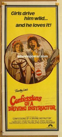 p244 CONFESSIONS OF A DRIVING INSTRUCTOR Australian daybill movie poster '76
