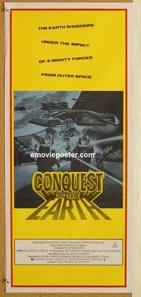 p247 CONQUEST OF THE EARTH Australian daybill movie poster '80 Van Dyke