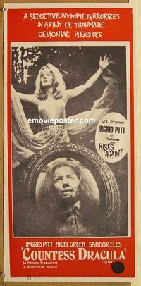 p254 COUNTESS DRACULA Australian daybill movie poster '72 Hammer, Pitt