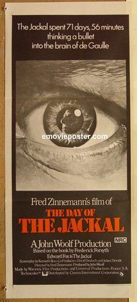 p279 DAY OF THE JACKAL Australian daybill movie poster '73 classic image!