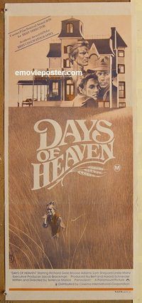 p281 DAYS OF HEAVEN Australian daybill movie poster R80s Richard Gere, Adams