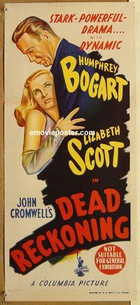 p283 DEAD RECKONING Australian daybill movie poster '47 Humphrey Bogart