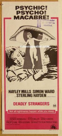 p284 DEADLY STRANGERS Australian daybill movie poster '74 Hayley Mills