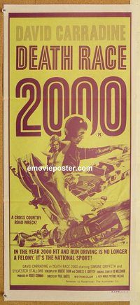 p286 DEATH RACE 2000 Australian daybill movie poster '75 David Carradine