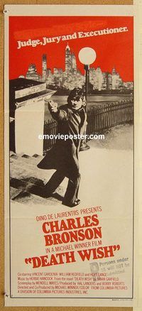 p287 DEATH WISH Australian daybill movie poster '74 Charles Bronson, Winner