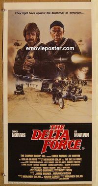 p290 DELTA FORCE Australian daybill movie poster '86 Chuck Norris