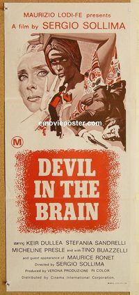 p293 DEVIL IN THE BRAIN Australian daybill movie poster '72 Keir Dullea