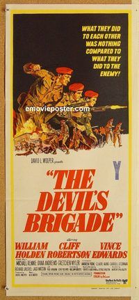p294 DEVIL'S BRIGADE Australian daybill movie poster '68 Holden, Rennie