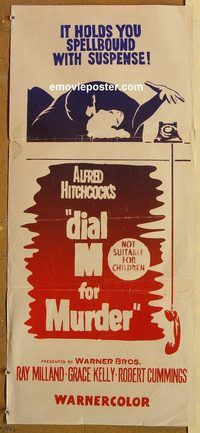 p295 DIAL M FOR MURDER Australian daybill movie poster R60s Kelly, Hitchcock
