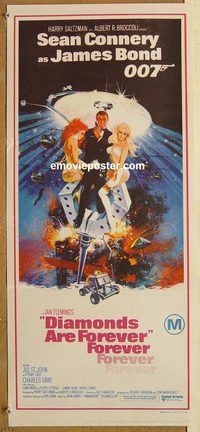 p296 DIAMONDS ARE FOREVER Australian daybill movie poster '71 Sean Connery