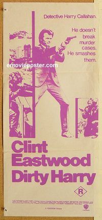 p300 DIRTY HARRY Australian daybill movie poster '71 Clint Eastwood classic!