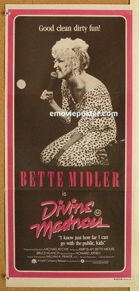 p301 DIVINE MADNESS Australian daybill movie poster '80 Bette Midler