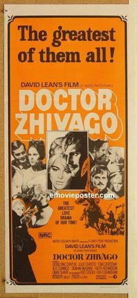 p303 DOCTOR ZHIVAGO Australian daybill movie poster R70s David Lean epic!
