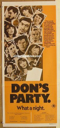 p308 DON'S PARTY Australian daybill movie poster '76 Bruce Beresford