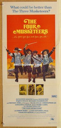 q174 4 MUSKETEERS Australian daybill movie poster '75 Raquel Welch, Reed