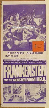 p401 FRANKENSTEIN & THE MONSTER FROM HELL Australian daybill movie poster '74