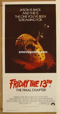 p408 FRIDAY THE 13TH 4 Australian daybill movie poster '84 Cory Feldman
