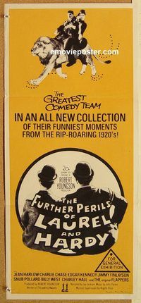 p416 FURTHER PERILS OF LAUREL & HARDY Australian daybill movie poster '67