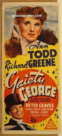 p418 GAIETY GEORGE Australian daybill movie poster '46 Ann Todd, Greene