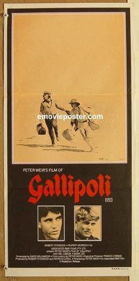 p421 GALLIPOLI desert style Australian daybill movie poster '81 Weir, Gibson