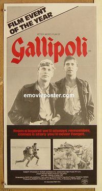 p420 GALLIPOLI Australian daybill movie poster '81 close up style!