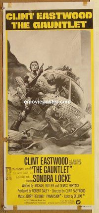 p425 GAUNTLET Australian daybill movie poster '77 Clint Eastwood, Locke