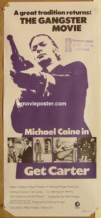 p426 GET CARTER Australian daybill movie poster '71 Michael Caine, Ekland