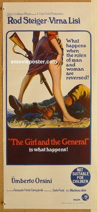 p431 GIRL & THE GENERAL Australian daybill movie poster '67 Steiger, Lisi