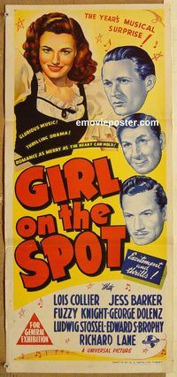 p432 GIRL ON THE SPOT Australian daybill movie poster '46 film noir musical!