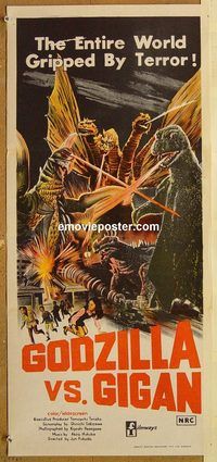 p437 GODZILLA ON MONSTER ISLAND Australian daybill movie poster '72 Toho