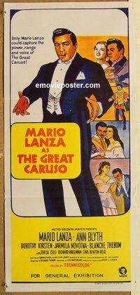 p452 GREAT CARUSO Australian daybill movie poster R68 Mario Lanza, Ann Blyth