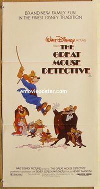 p455 GREAT MOUSE DETECTIVE Australian daybill movie poster '86 Disney