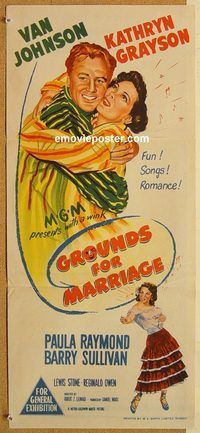 p461 GROUNDS FOR MARRIAGE Australian daybill movie poster '51 Van Johnson