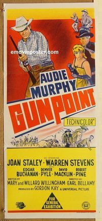 p466 GUNPOINT Australian daybill movie poster '66 Audie Murphy