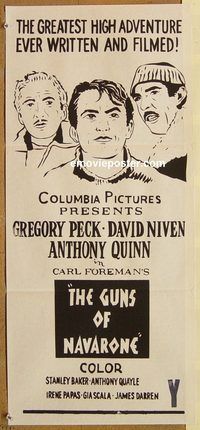 p467 GUNS OF NAVARONE New Zealand daybill movie poster R70s Gregory Peck