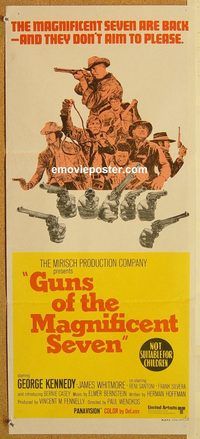 p468 GUNS OF THE MAGNIFICENT SEVEN Australian daybill movie poster '69
