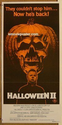 p470 HALLOWEEN 2 Australian daybill movie poster '81 Jaime Lee Curtis