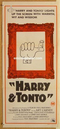 p477 HARRY & TONTO Australian daybill movie poster '74 Art Carney, Burstyn