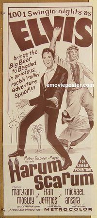 p478 HARUM SCARUM Australian daybill movie poster '65 Elvis Presley