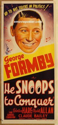 p479 HE SNOOPS TO CONQUER Australian daybill movie poster '44 George Formby