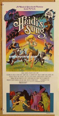p482 HEIDI'S SONG Australian daybill movie poster '82 Hanna-Barbera cartoon!