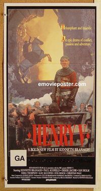 p487 HENRY V Australian daybill movie poster '89 Kenneth Branagh