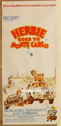 p489 HERBIE GOES TO MONTE CARLO Australian daybill movie poster '77 Beetle!