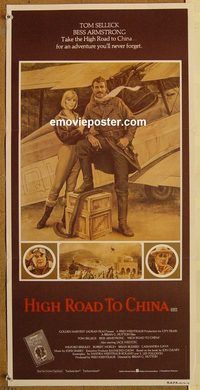 p493 HIGH ROAD TO CHINA Australian daybill movie poster '83 Tom Selleck