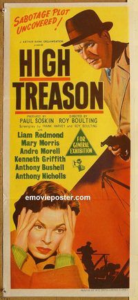 p494 HIGH TREASON Australian daybill movie poster '51 English crime!