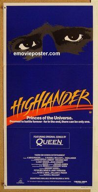 p495 HIGHLANDER Australian daybill movie poster '86 Sean Connery, Lambert