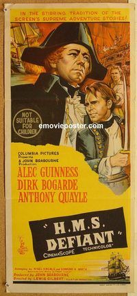p271 DAMN THE DEFIANT Australian daybill movie poster '62 Guinness, Bogarde