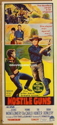 p505 HOSTILE GUNS Australian daybill movie poster '67 George Montgomery